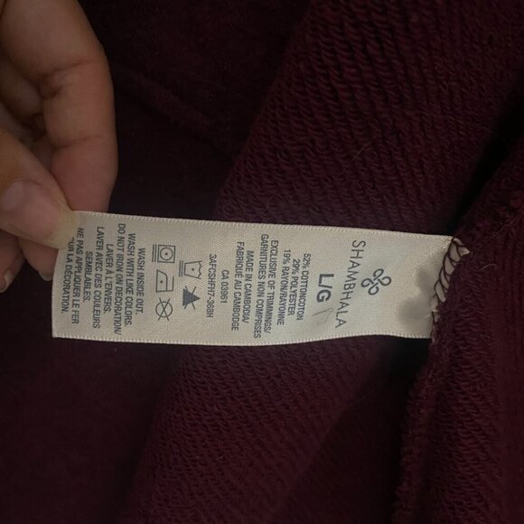 Shambhala Women's Burgundy Spacedye Asymmetrical Wrap Cowl Cardigan Size Large - Picture 5 of 7